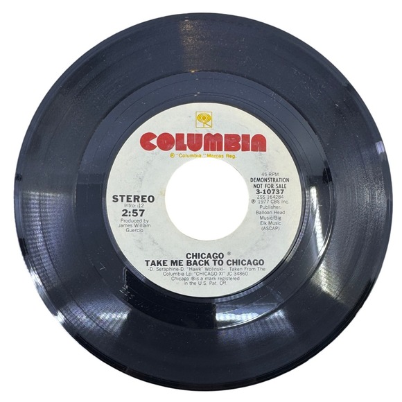 Chicago Take Me Back To Chicago 45 RPM Columbia 3-10737 Promo Vinyl Record - Picture 2 of 2